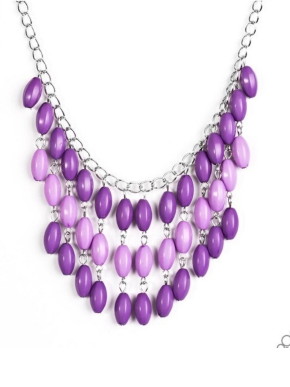 Paparazzi Delhi Diva Purple Gradient Beaded Statement Necklace & Earrings Set - Picture 2 of 4